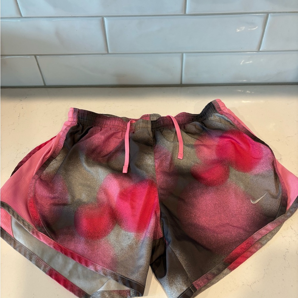 Nike Pink and Gray Athletic Shorts Lightweight Tie-Dye